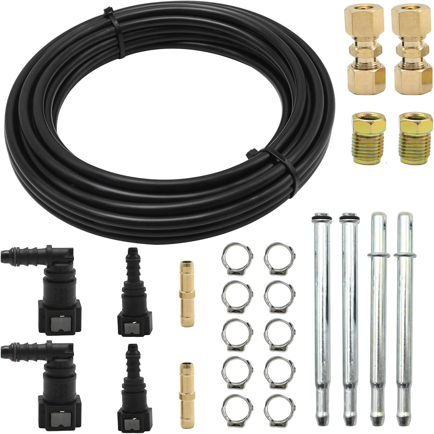 Upgrade 25 Feet Fuel Line Repair Kit, 5/16 Inch Nylon Fuel Line Tubing Fittings