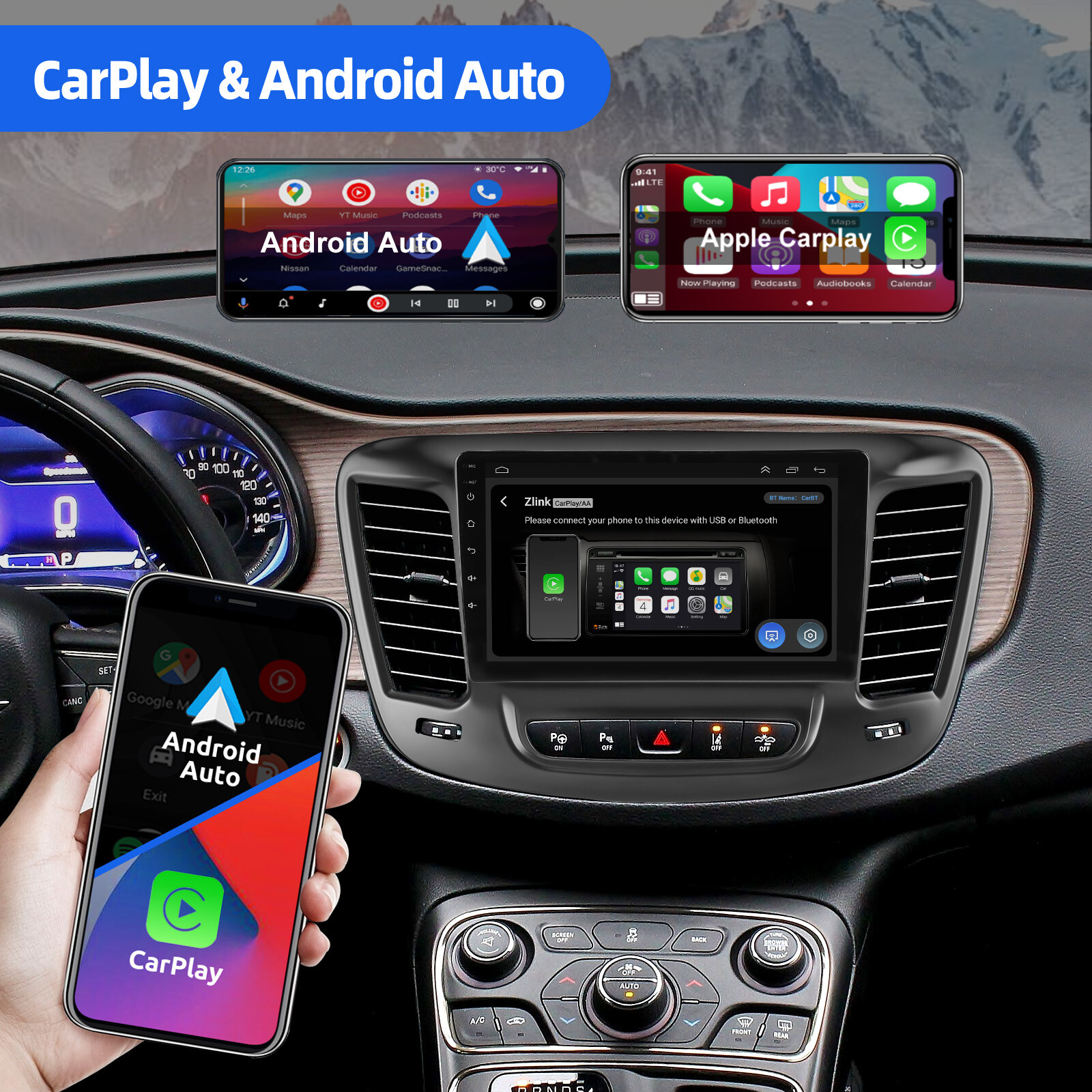 4+64GB For 2015-2019 Chrysler 200 200C 200S Android Car Stereo Radio carplay Cam