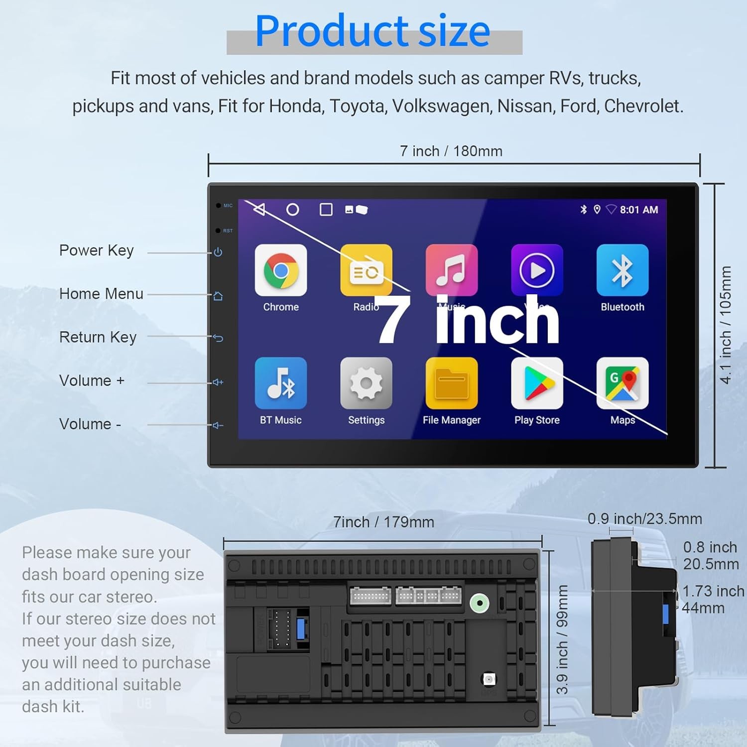 Double Din Car Stereo with 7″ HD Touchscreen | CarPlay & Android Auto |…