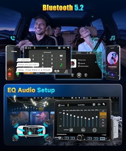 Single DIN Car Stereo with Wireless CarPlay & Android Auto, 7-Inch Touchscreen