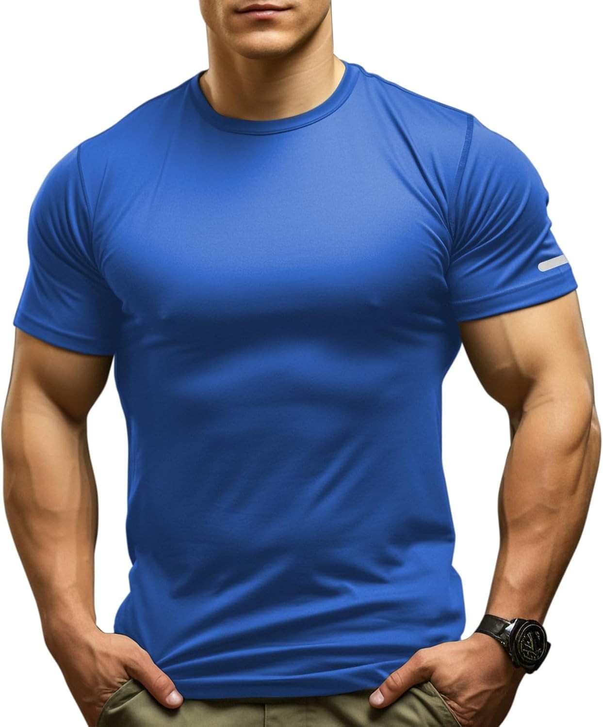 Mens Workout Shirts Fitted, Quick Dry Gym Tshirts Running Athletic Top Moisture