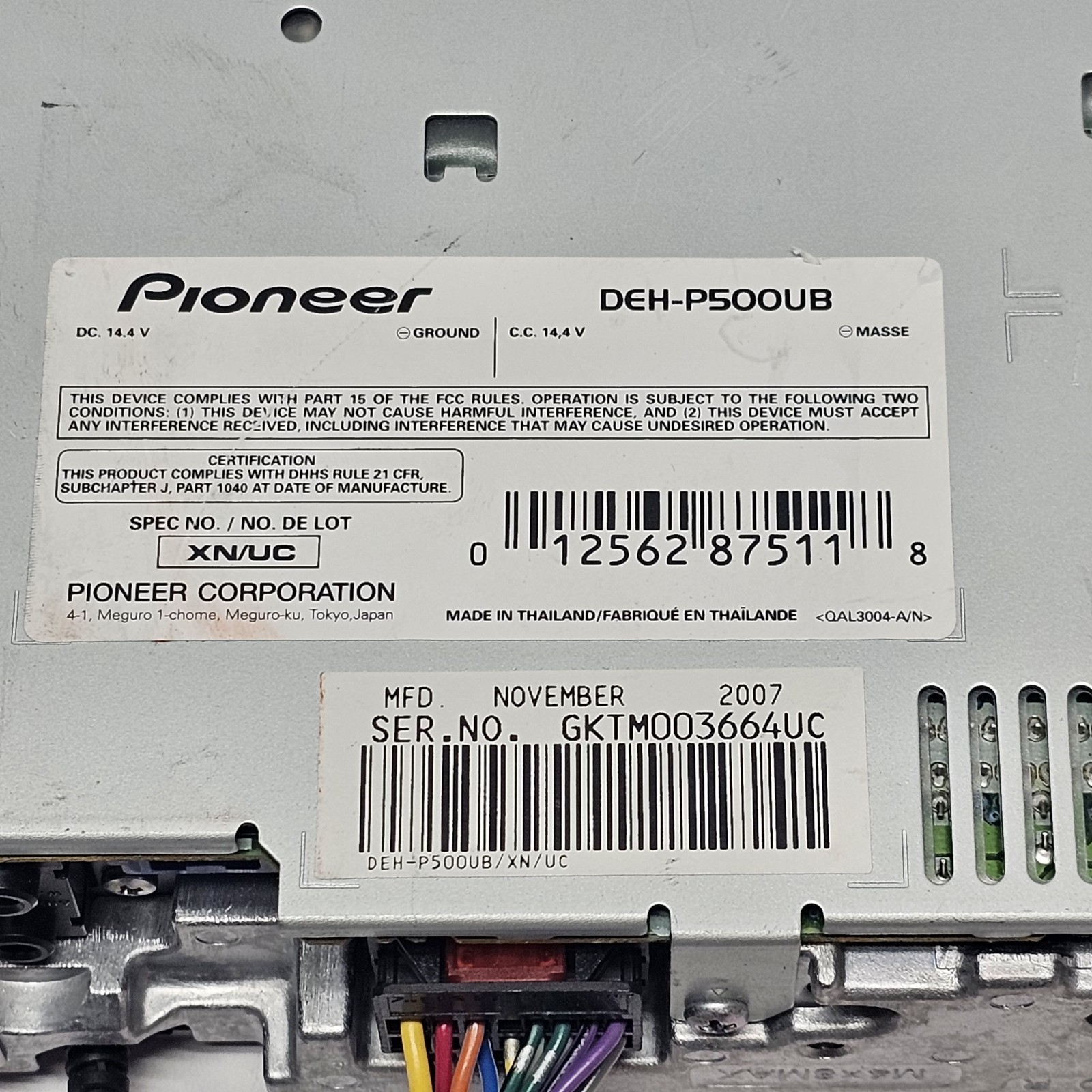 Pioneer Premier DEH-P500UB Single Din Car Stereo Radio Receiver W/HARNESS TESTED