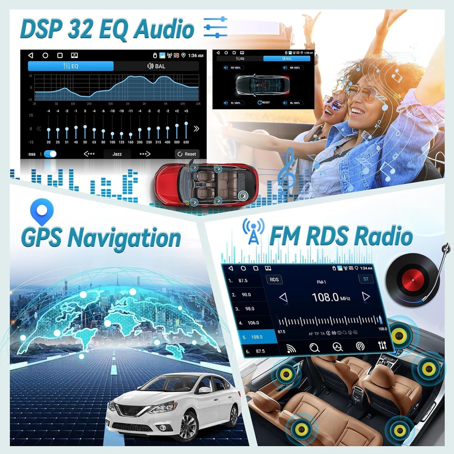 10.1″ 4+64G Android Auto Carplay Stereo for Jeep Cherokee 2013-2018; Free Camera