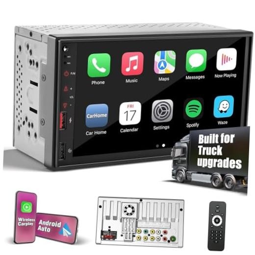 【】 Radio for Truck,Double Din Car Stereo with Wireless Carplay&Android Auto,7