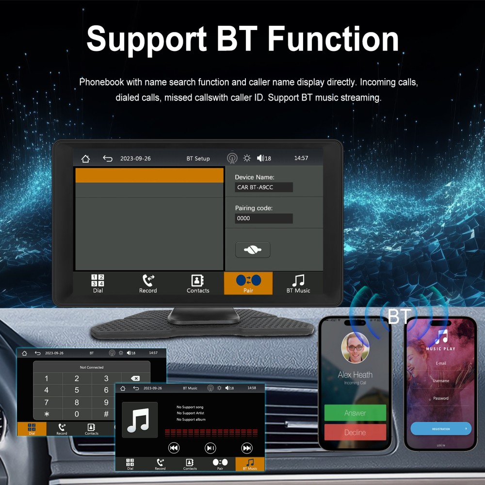 9inch Adjustable Car Stereo RadioWireless Apple Carplay Auto Touch Screen Camera