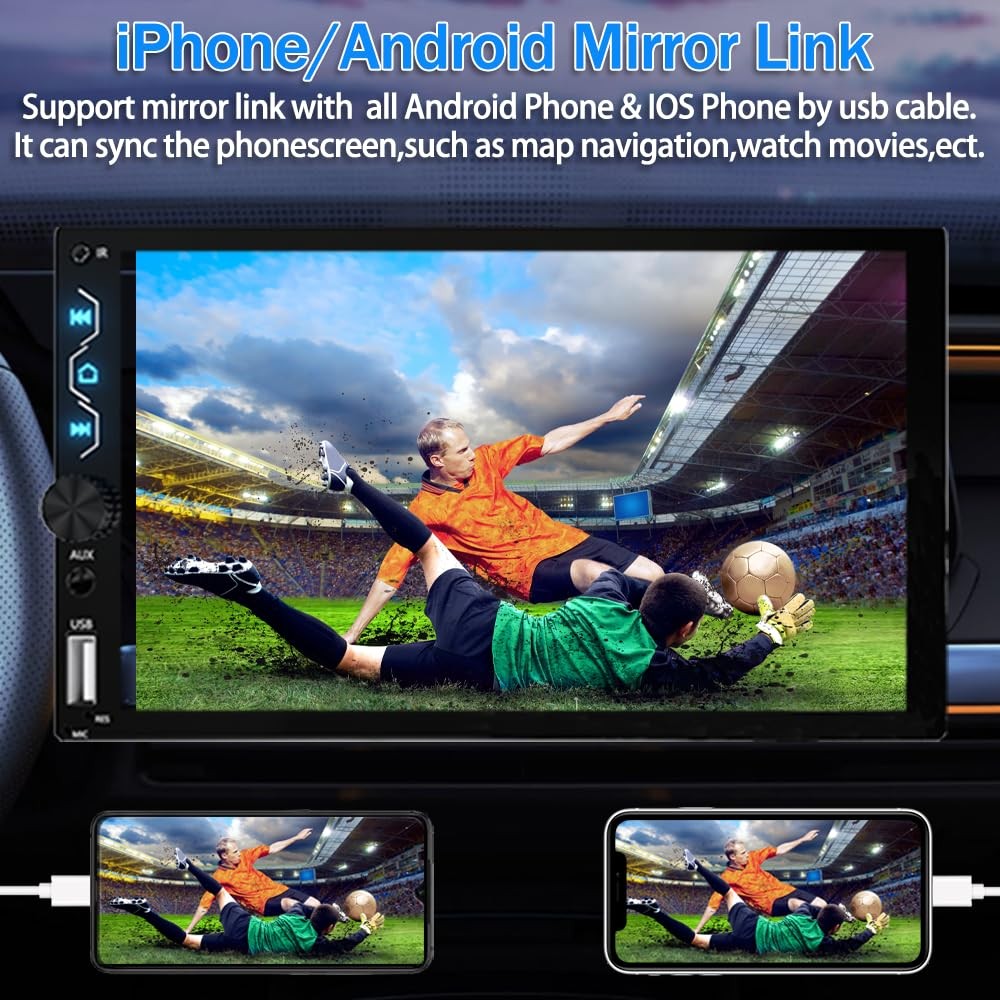 Leadfan Double Din Car Stereo 7.01 x 2.56 x 3.94 inches, Wired Stereo+ Camera