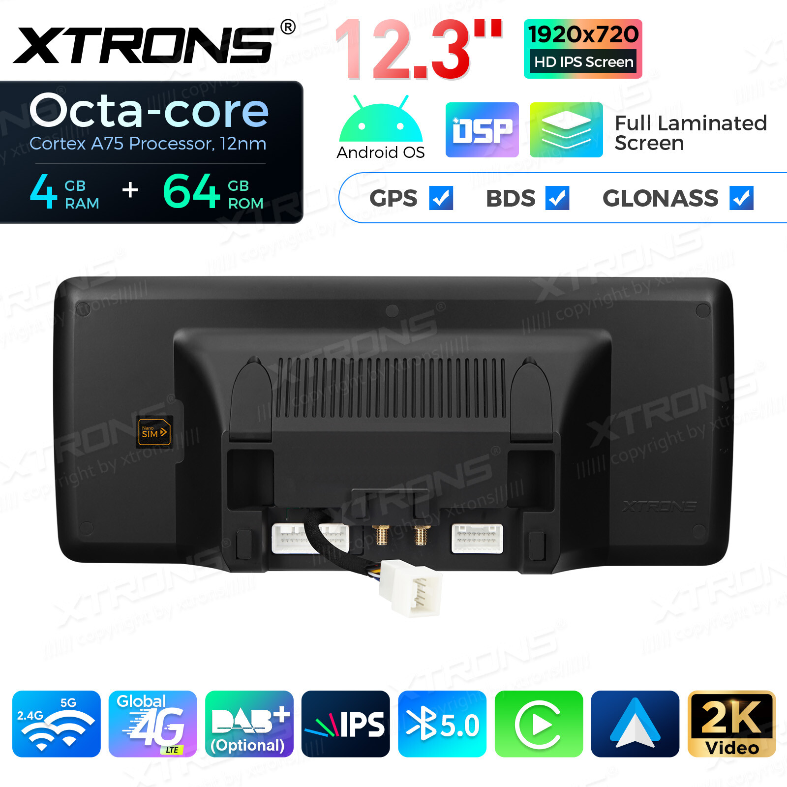 For Benz C-Class W204 07-10 Android 13 8-Core 64GB Car Stereo GPS Navi DSP 12.3″