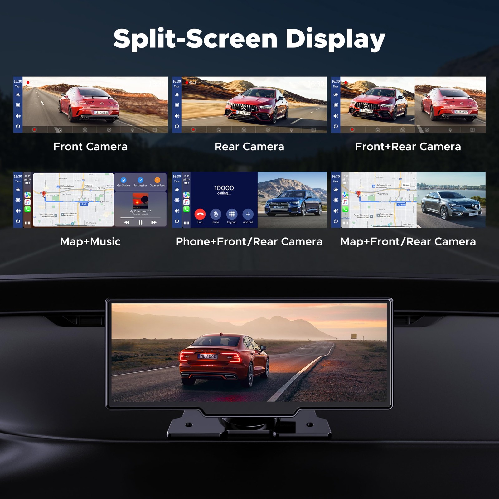 9.26″ Wireless Carplay And Android Auto With 2.5k Dash Cam 1080p Backup Camera P