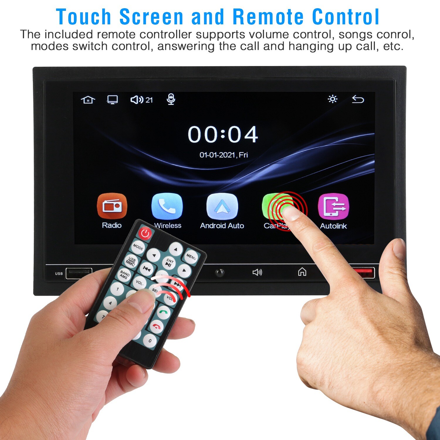7in Universal Wireless Car MP5 Player 1080P Video Player Stereo Audio FM Aux/USB