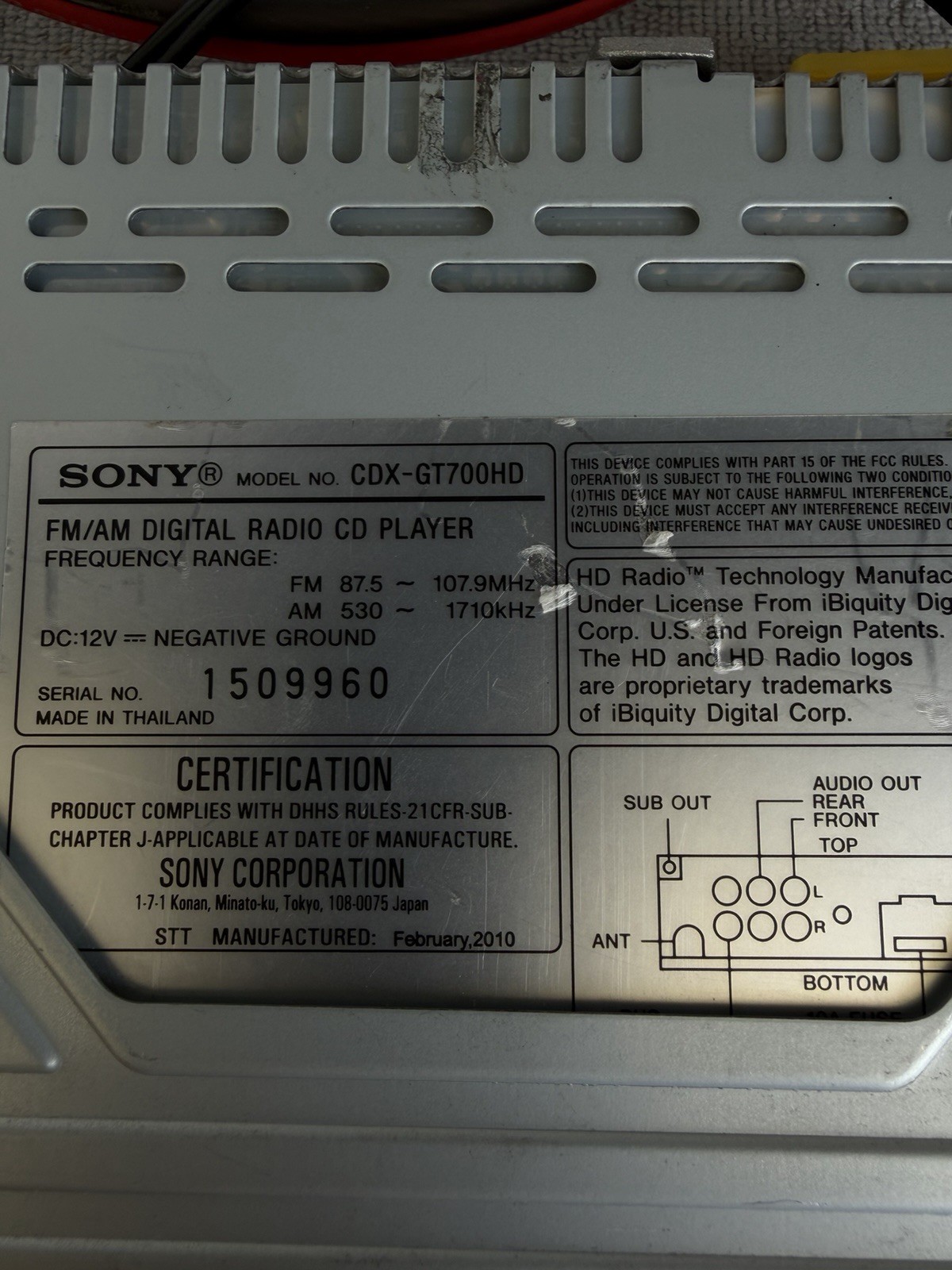 ✅✅Sony CDX-GT700HD, CD/ USB/ MP3/,HD Receiver, Remote, EQ, Tested Fully Funtion