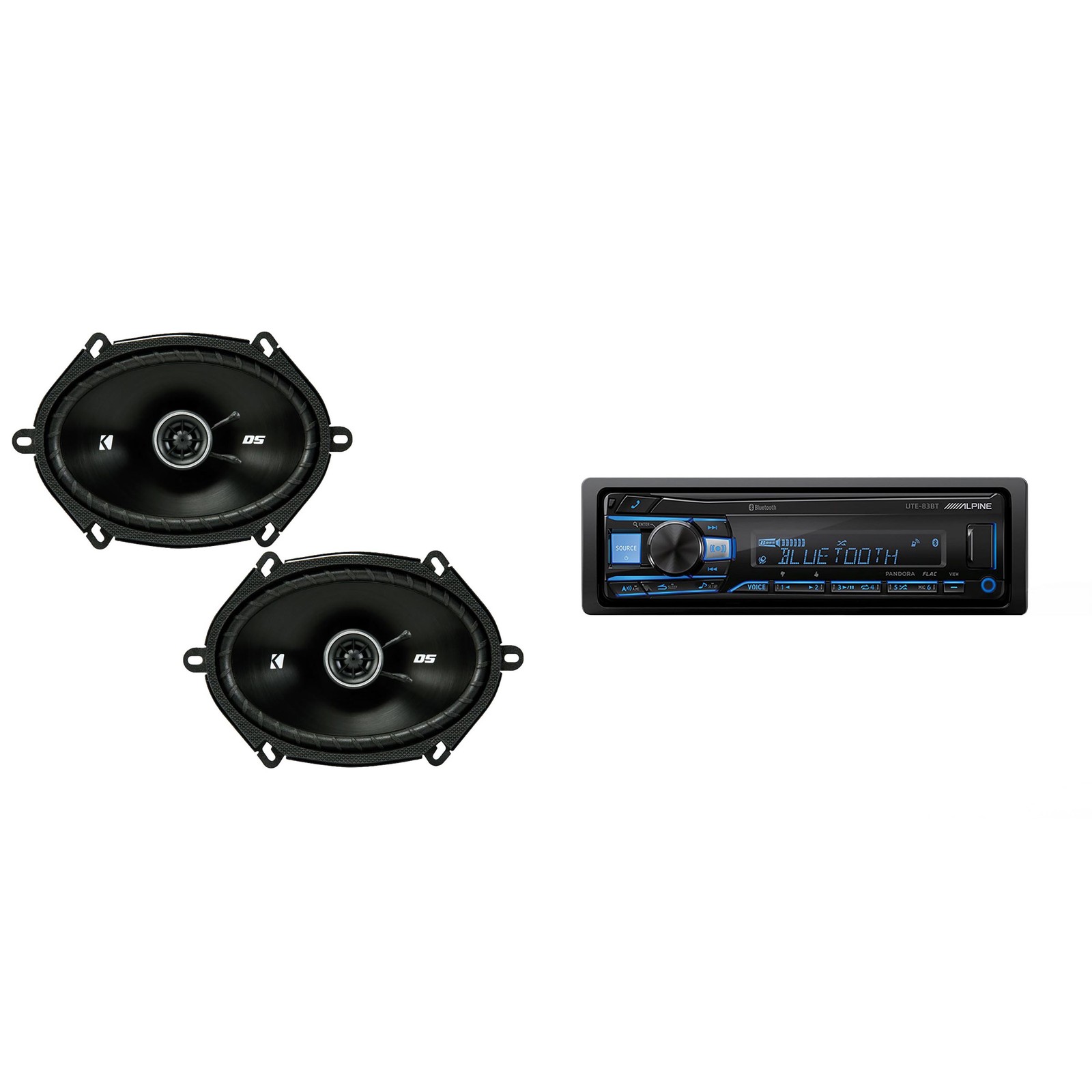 Alpine UTE-83BT Bluetooth Receiver & Kicker DSC 5×7″ / 6×8″ Speakers