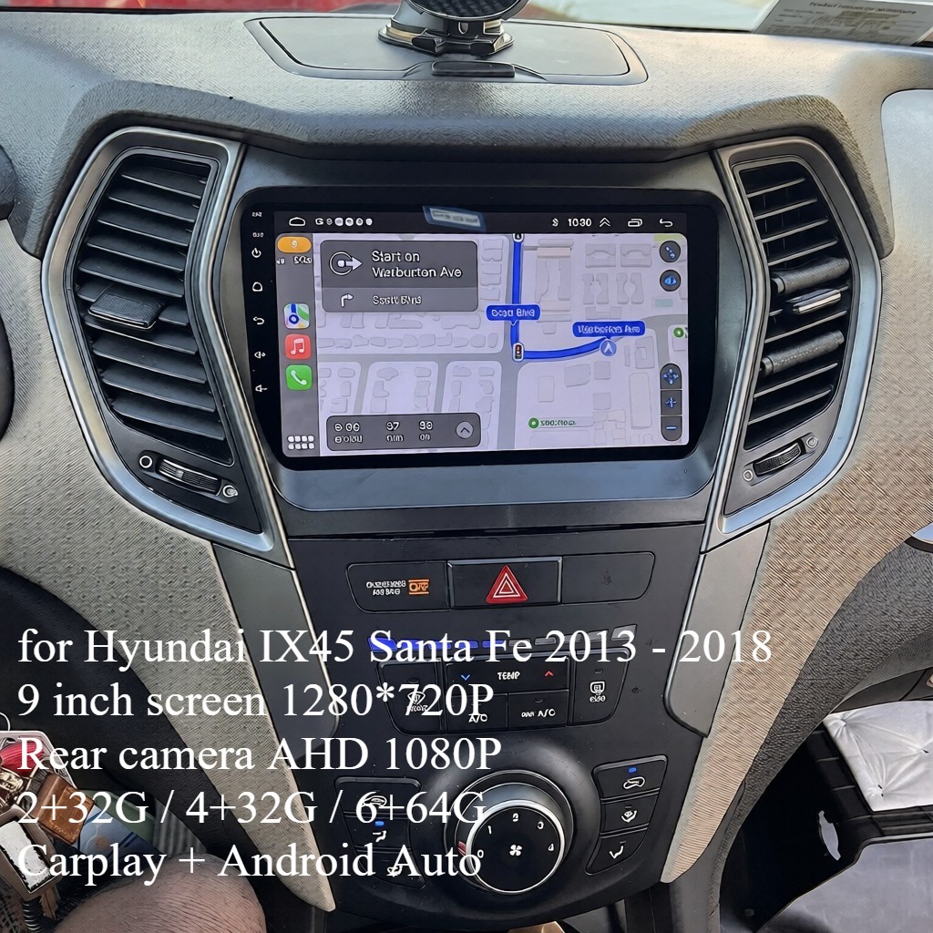 9” Android 15 Car Radio for Hyundai IX45 Santa Fe 2013 – 2018 Carlpay Head Unit