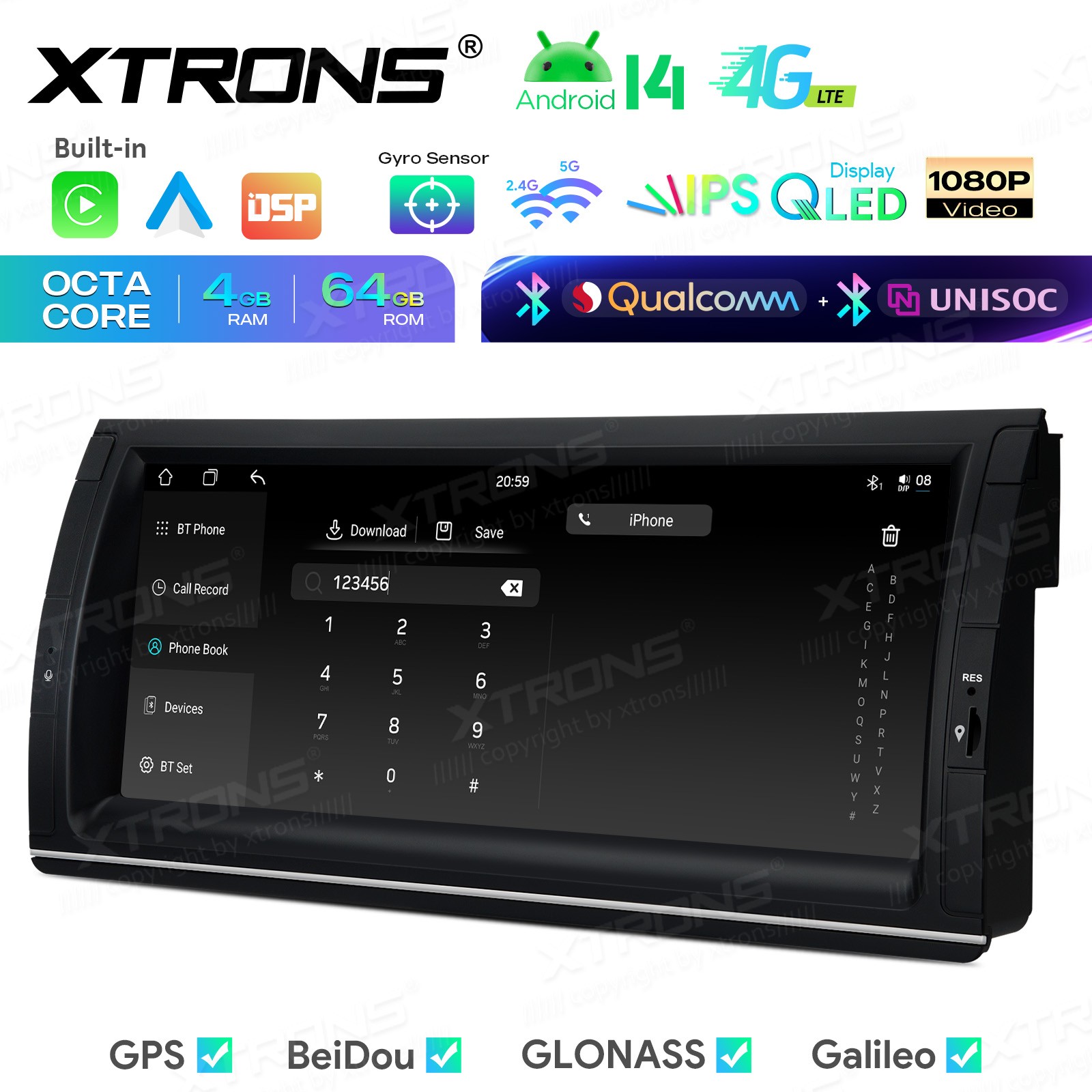 For BMW X5 E53 10.25″ QLED Touch Screen Android 14 Car Stereo GPS Dual Bluetooth