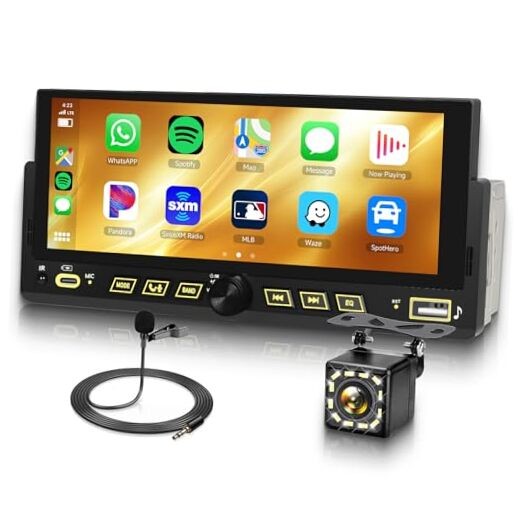Single DIN Car StereoWireless Carplay Android Auto, 6.86-inch Touch Screen Car