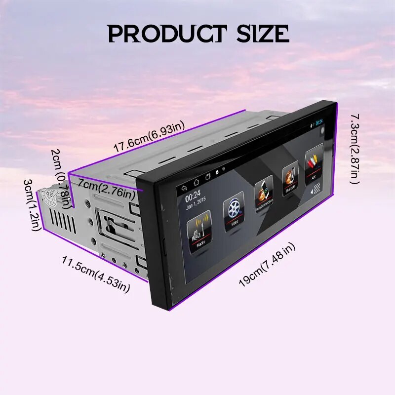 Single 1 Din 6.9″ Android 8.1 Car Radio Touch Screen WiFi GPS Bluetooth 1+16G FM