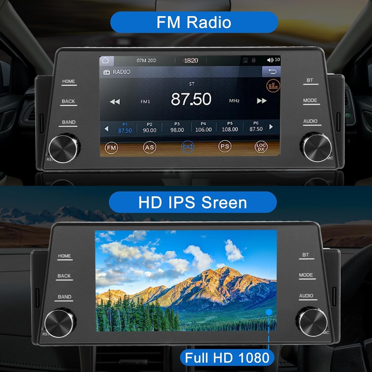 5 Inch IPS Touchscreen Single Din Car Radio with Wireless Carplay & Android Auto