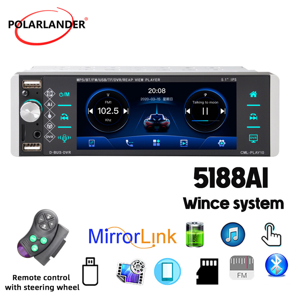 Single 1Din Touch Screen IPS Car Radio 5.1 Inch Mirror link FM/AM Bluetootn4.2
