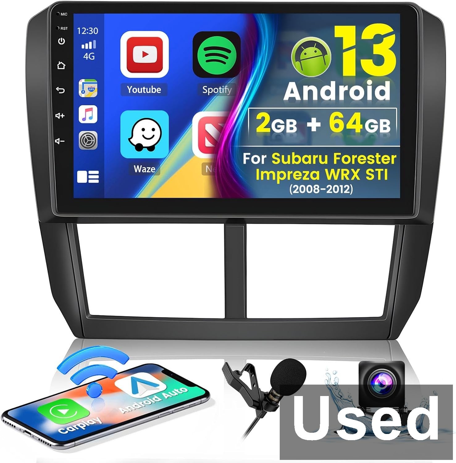 Roinvou 2+64G Android 13 9” Touchscreen in-Dash GPS Navigation CarPlay Stereo