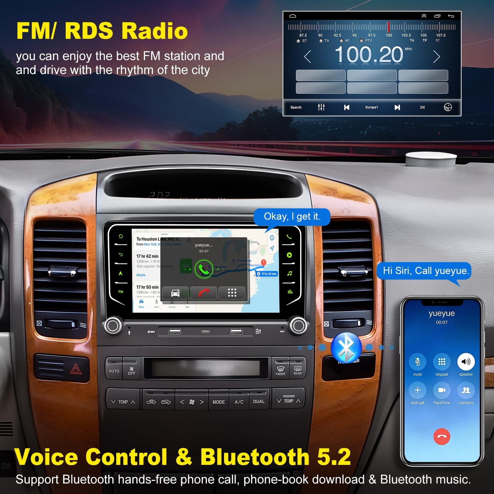 Android 15 4G+64G Car Radio for Toyota Land Cruiser Lexus GX 2002-2009, Suppo…