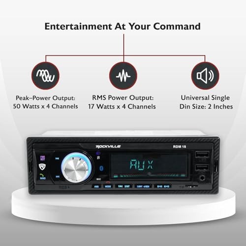 RDM18 V2 In-Dash Digital Media Car Receiver 50W – 4 Channels – Bluetooth