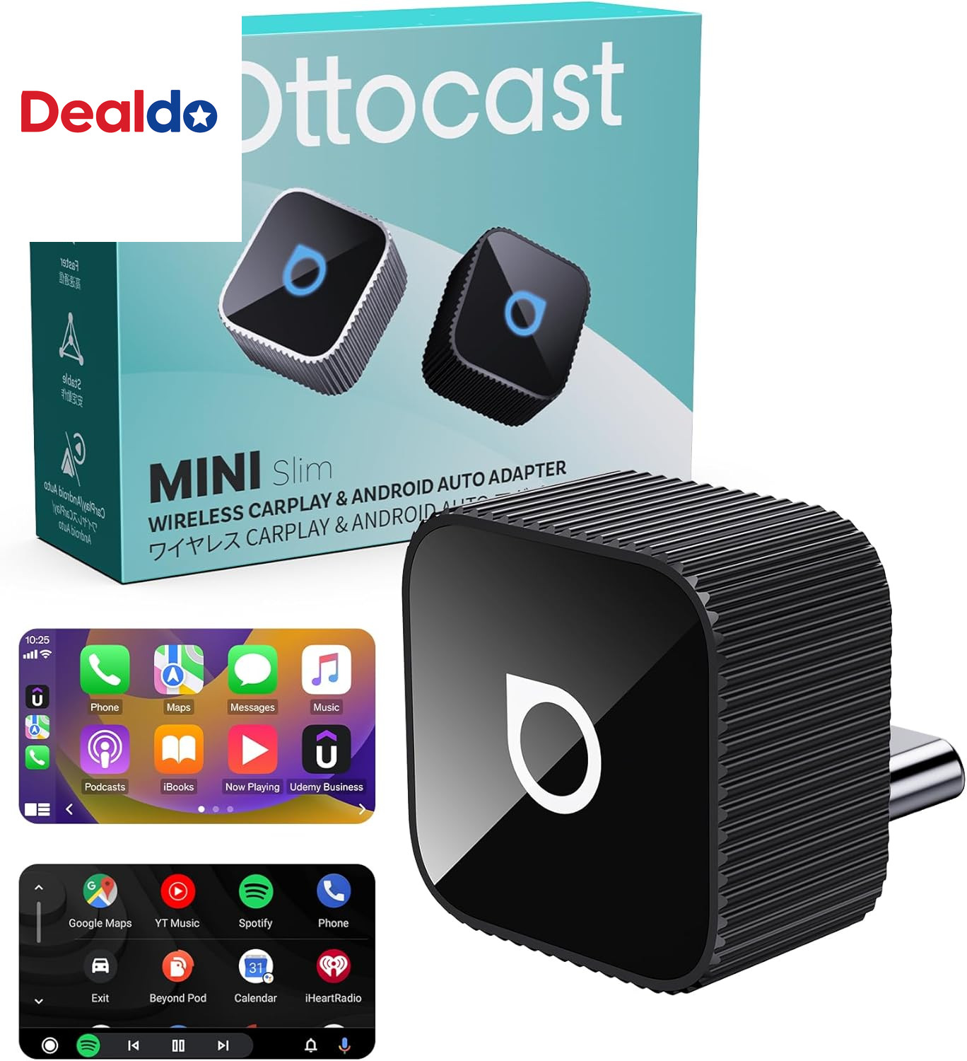 Mini Cube 3.0 USB C Wireless Carplay & Android Auto Adapter 2026– Plug & Play, F