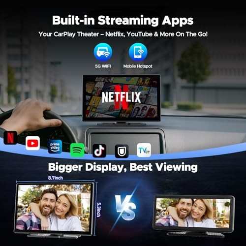 9” Carplay Screen with Netflix YouTube and 1080P Backup Camera Upgraded