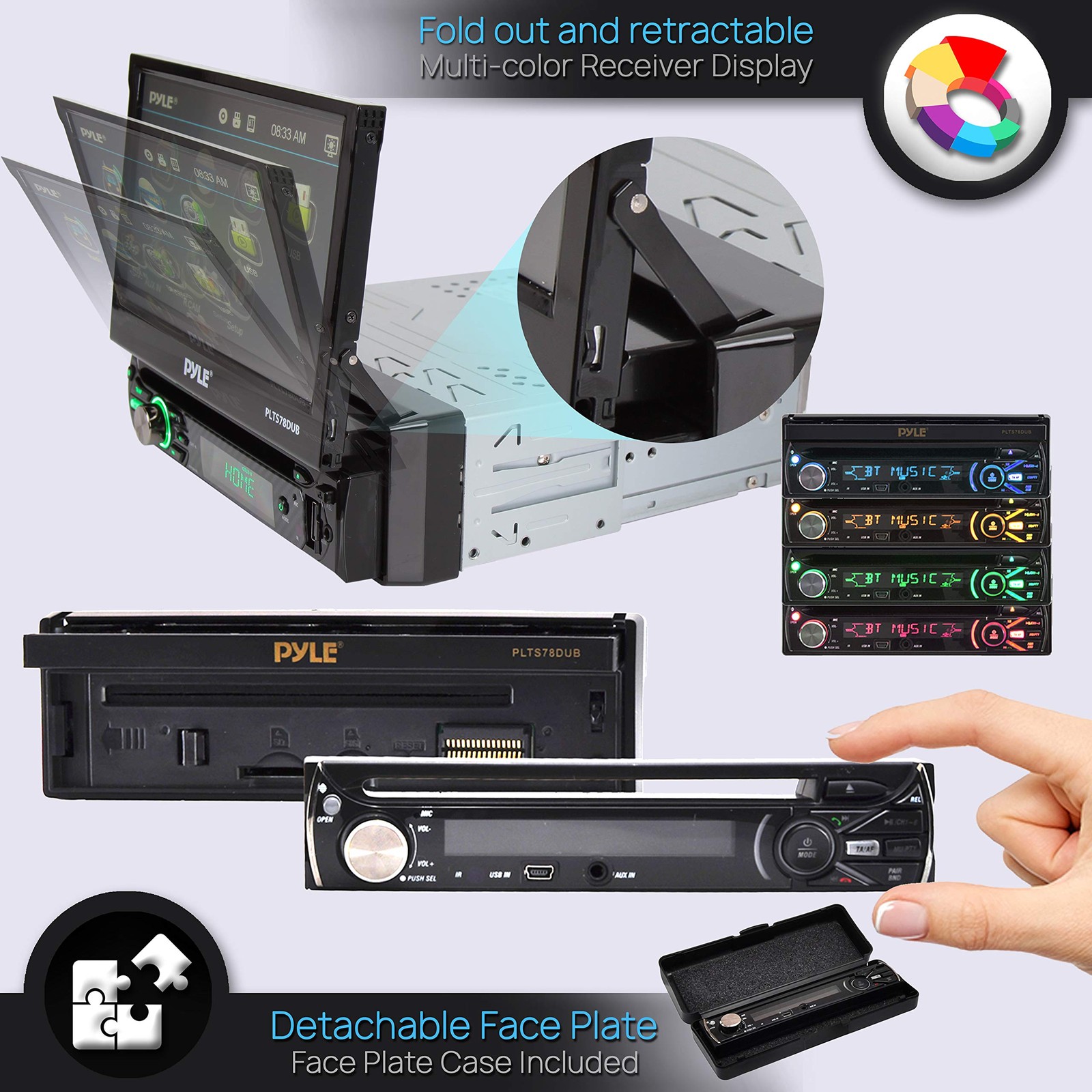 Pyle Single DIN 7″ Touchscreen Bluetooth Stereo CD/DVD Receiver