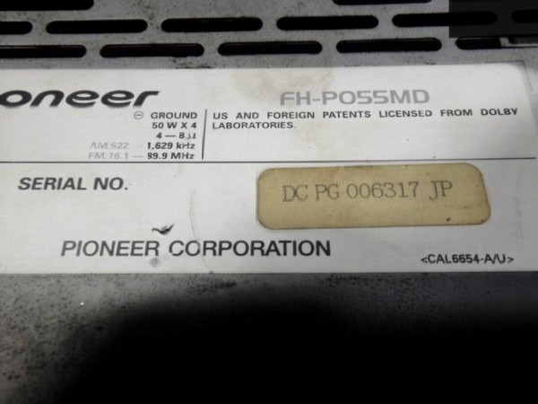 Pioneer Carrozzeria FH-P055MD 2DIN Car Audio CD MD Player Tested Working from JP