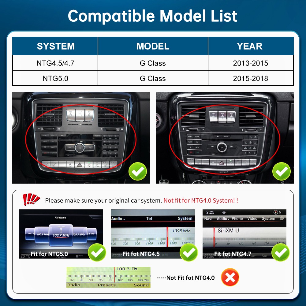 12.3′ Wireless CarPlay Multimedia TouchScreen For Benz G G550 W463 G500 NTG4.5/5