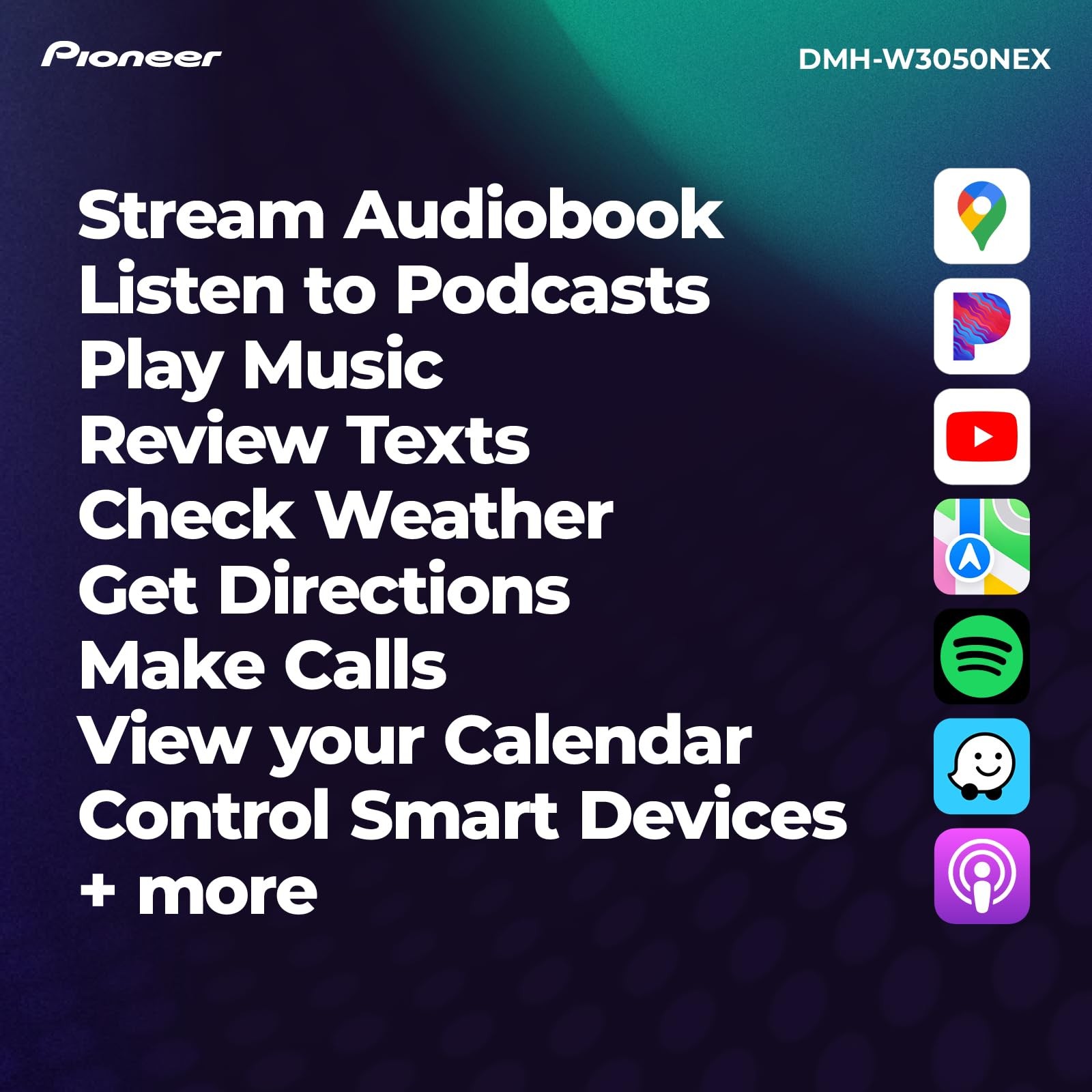Pioneer DMH-W3050NEX 6.8″ Capacitive Touchscreen, Double 6.8″, 16:9, Black