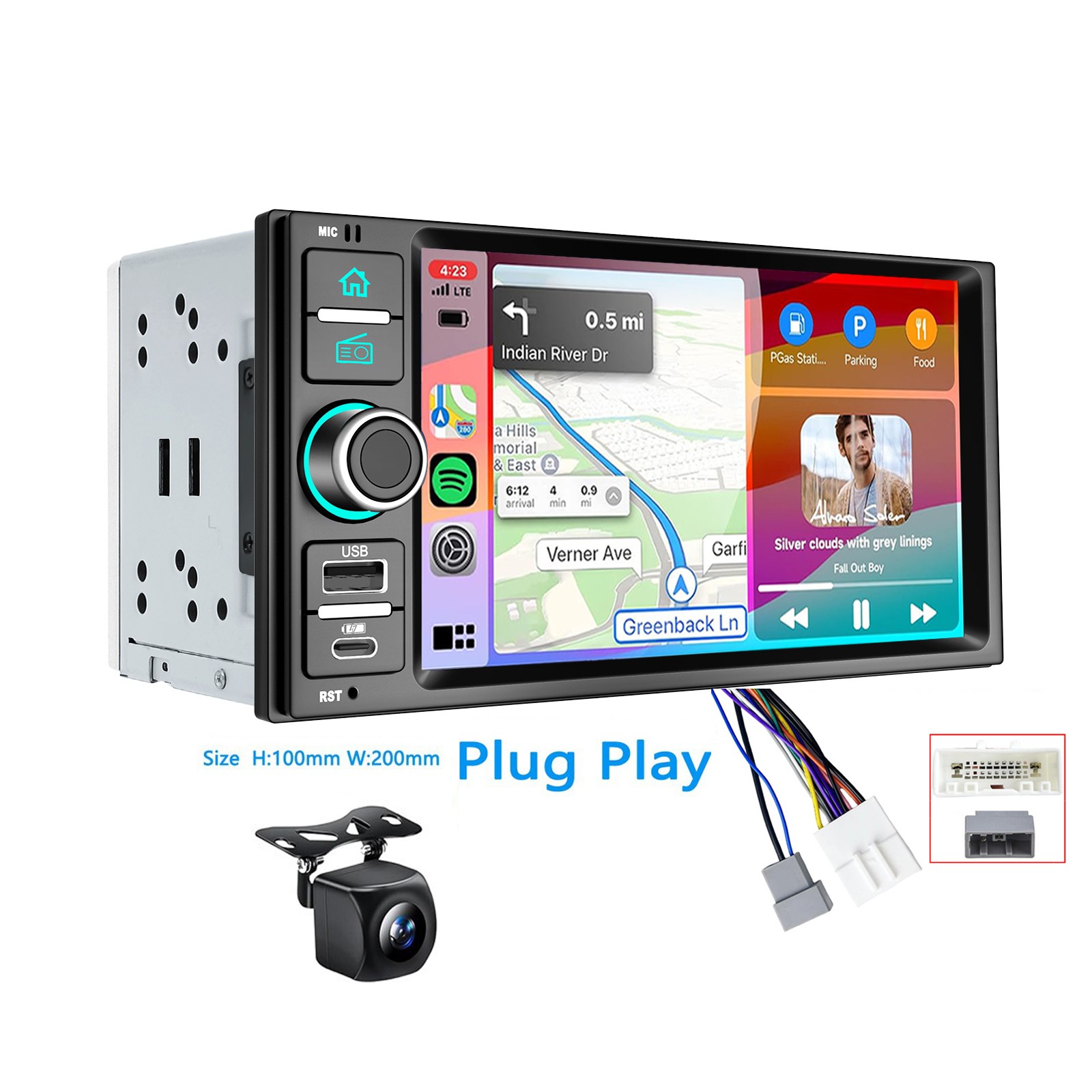 Car Stereo BT AM FM Radio Wireless Carplay Navi For Nissan Juke Micra 2015-2017