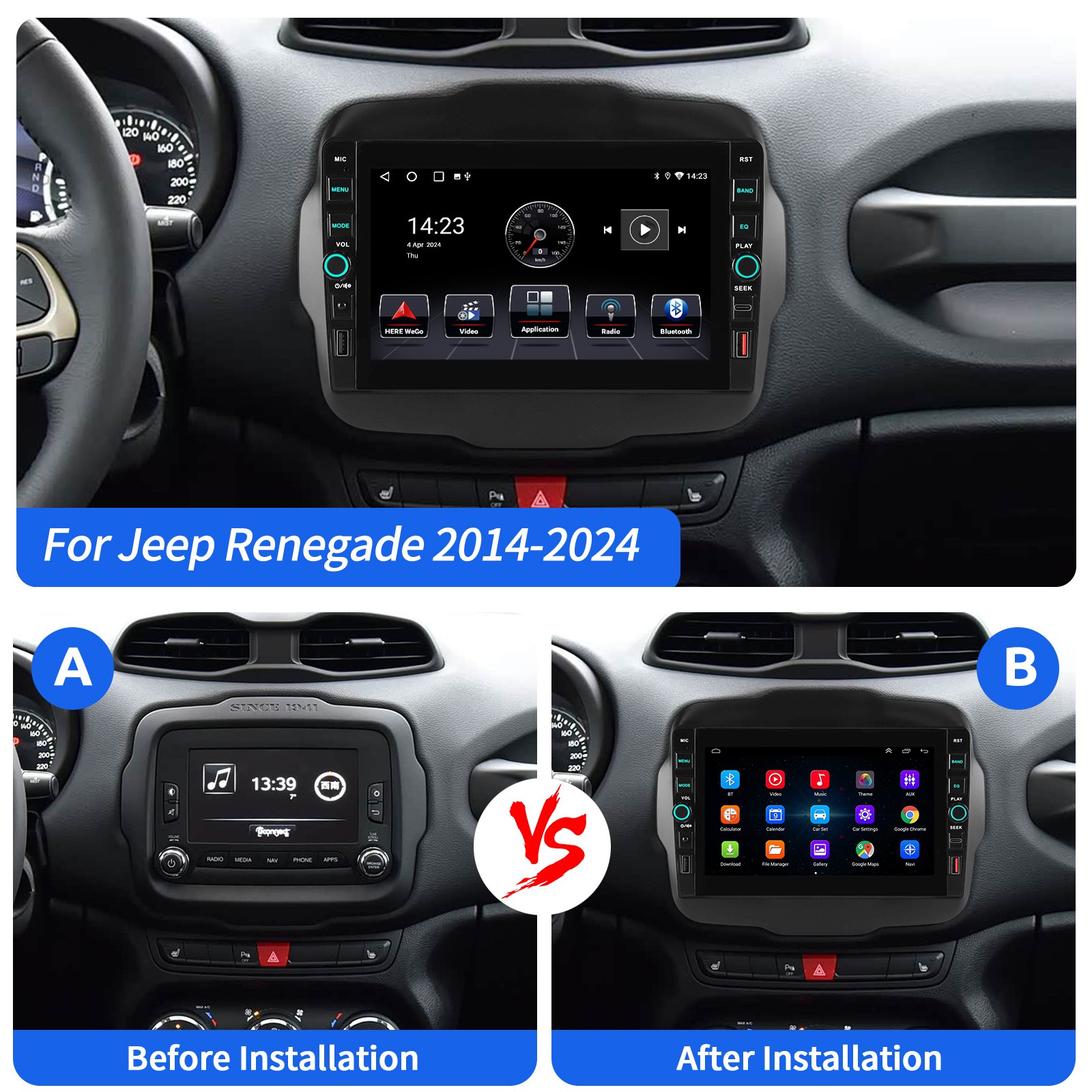 8” AHD+Double 2 Din Android 15 Car Radio GPS BT Carplay Screen Stereo 4G+64GB