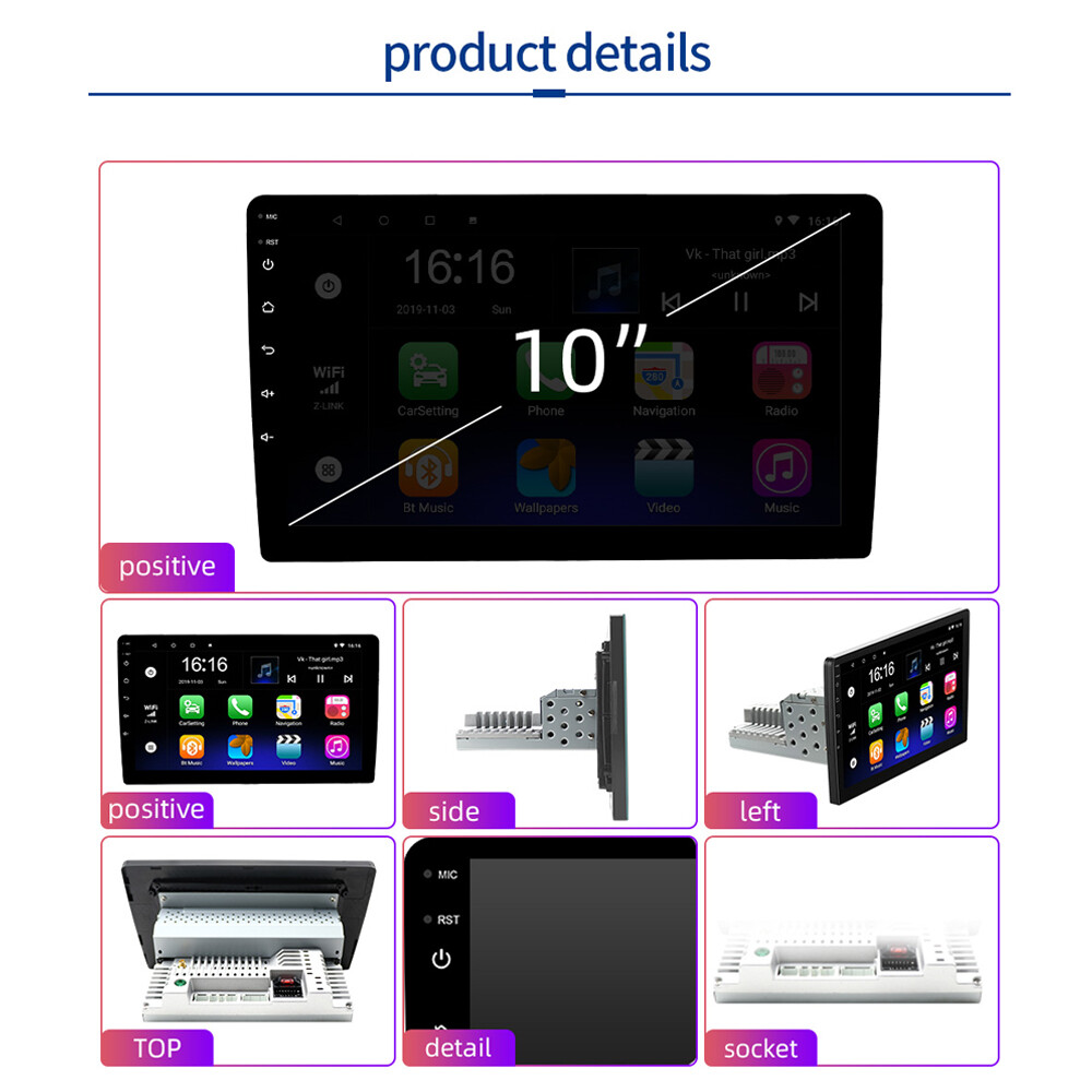 Single 1 Din Android 11 Car Radio Stereo GPS Navi WiFi Quad Core 10.1inch 2+32GB
