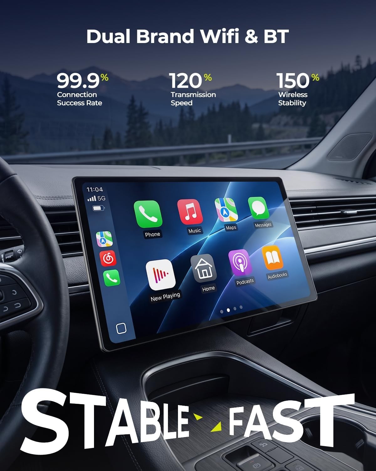 LAMTTO 11″ Wireless Carplay Screen for car Built-in Net-flix YouTube w/ Rear Cam