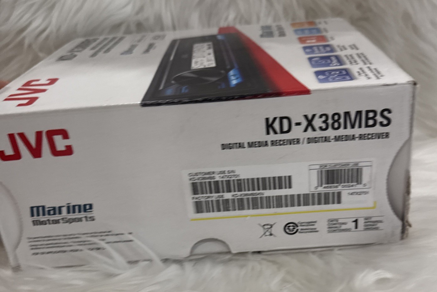 JVC KD-X38MBS Single DIN Marine MotorSport Bluetooth USB AUX LED- OPEN BOX!
