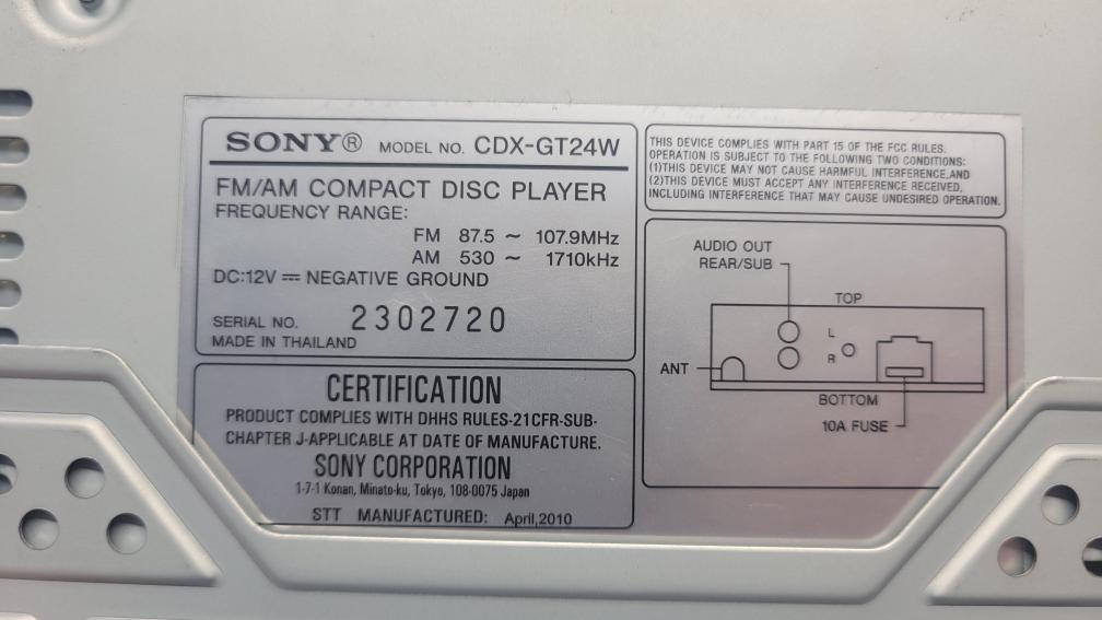 SONY CAR AUDIO CDX-GT24W (P14026333)