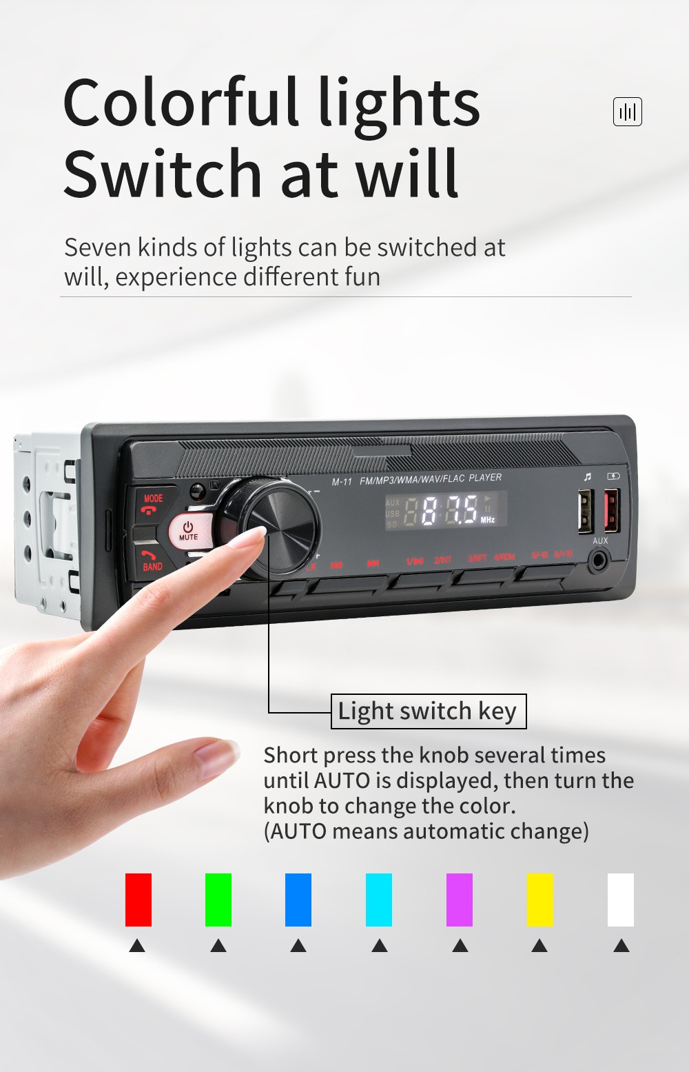 Bluetooth Vintage Car FM Radio MP3 Player USB Classic Stereo Audio Receiver AUX