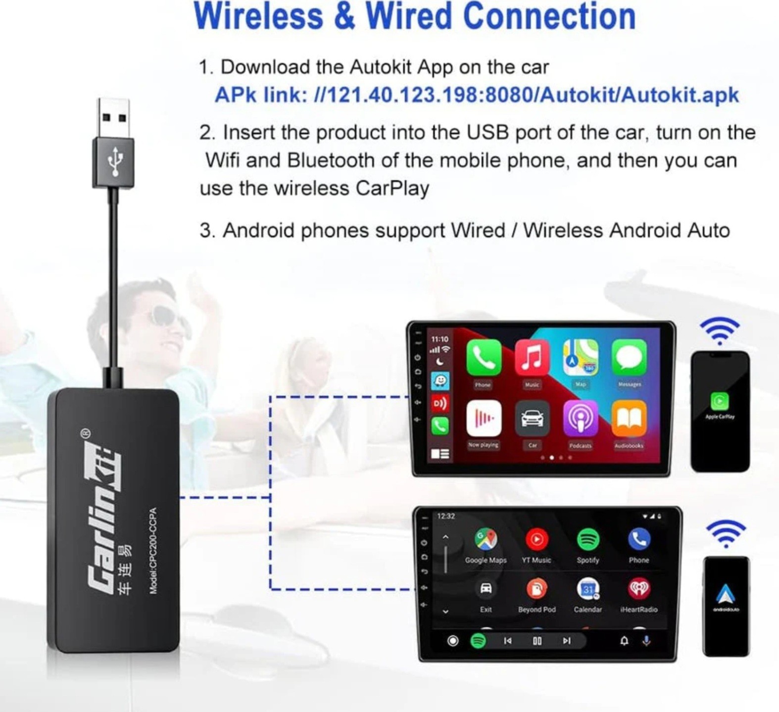 Car Dongle Connect Box Android Car Auto USB Carplay Adapter Wired Carplay Dongle