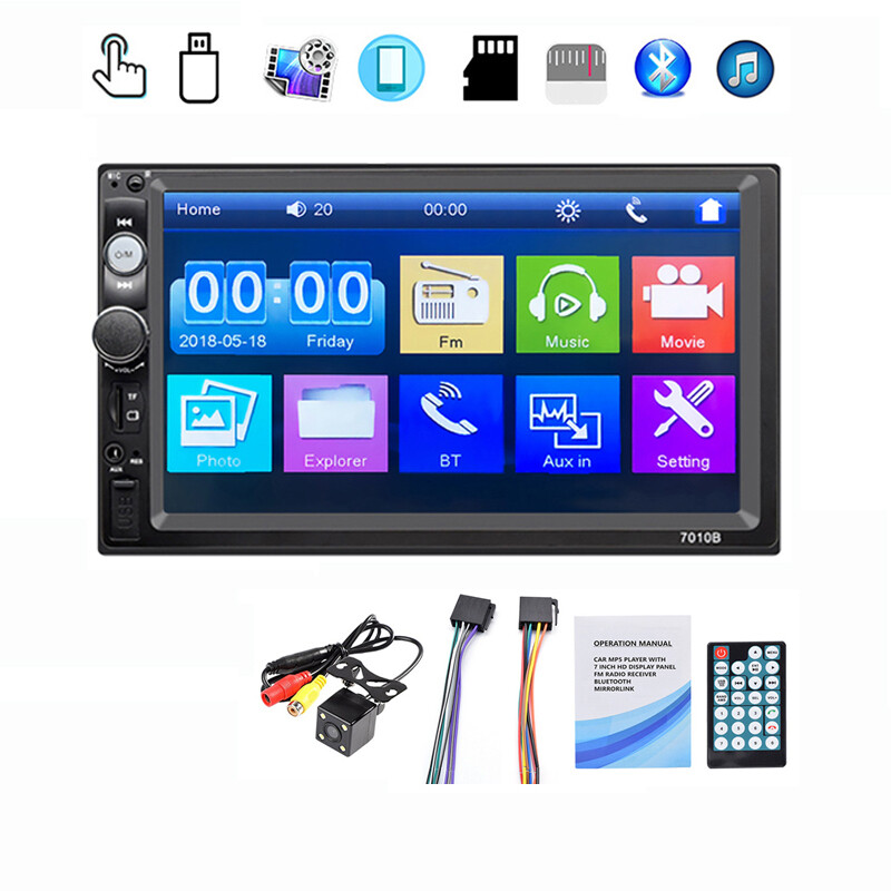 7″ 2 Din HD Car Radio Bluetooth MP5 Player Stereo Head Unit FM USB Mirror+Camera