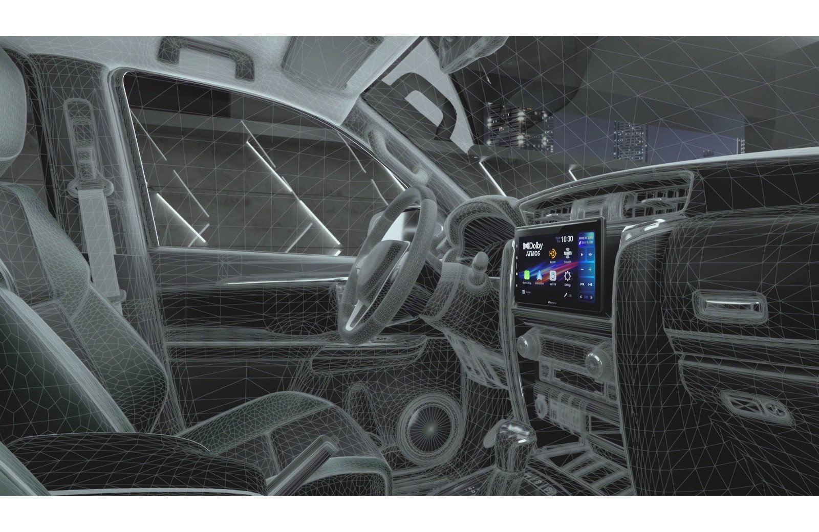 Pioneer 10.1 Inch Floating 1-DIN Receiver Dolby Atmos Wireless CarPlay