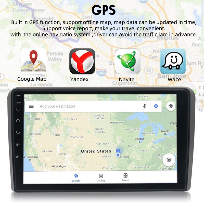 Car Radio 9 Inch 2Din Android Wireless Carplay Stereo GPS Navigation