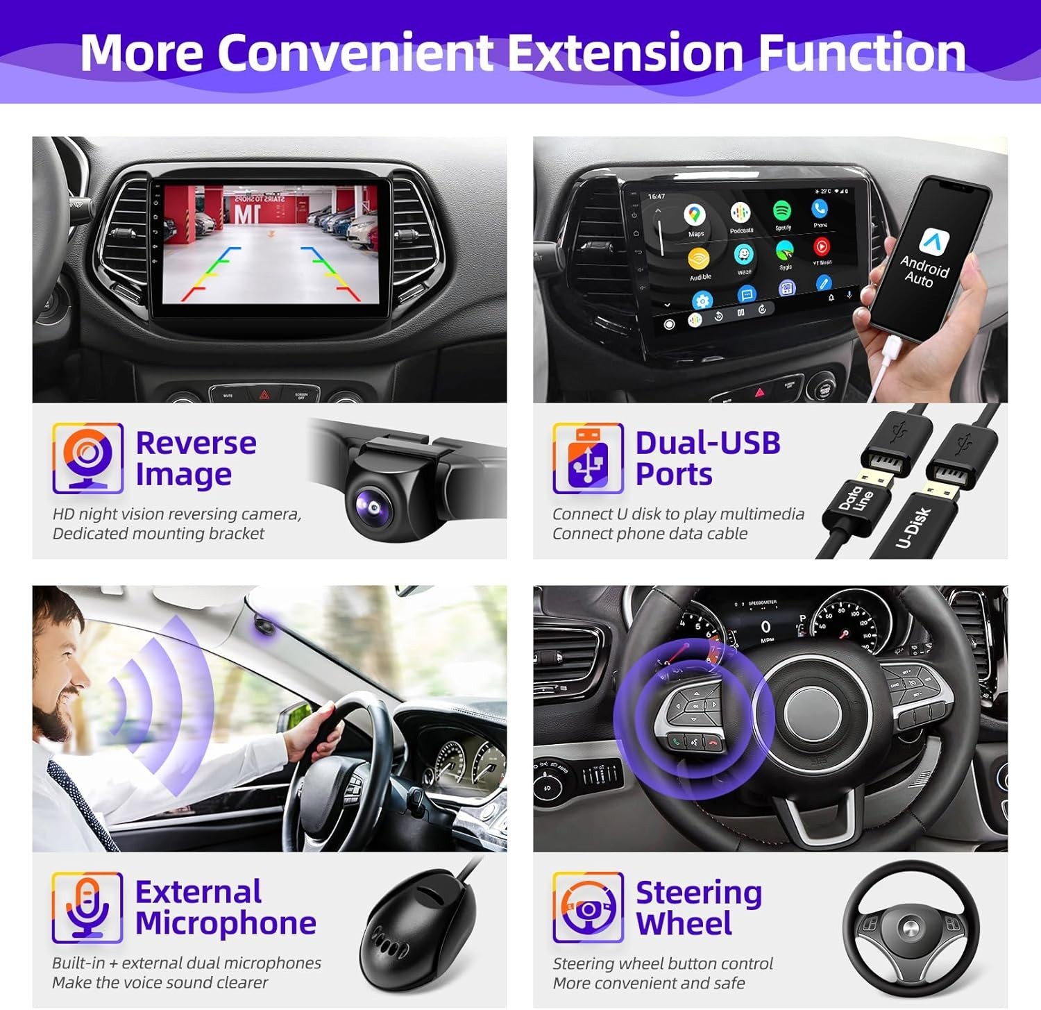 10″ 8Core 32G Android Auto Carplay for Jeep Compass 2017-2020; Free Camera
