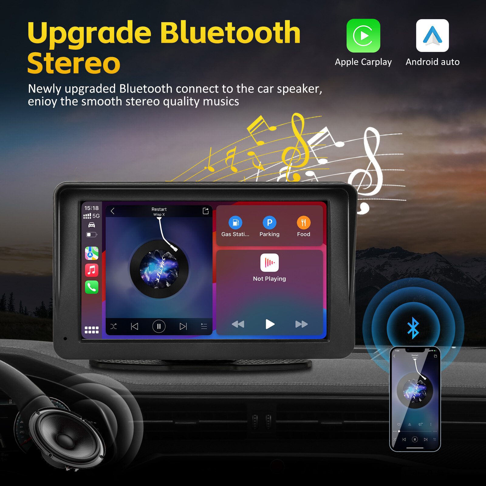 7″ Car Radio wireless Stereo Touch Screen Carplay Android For Honda Pilot 17-24