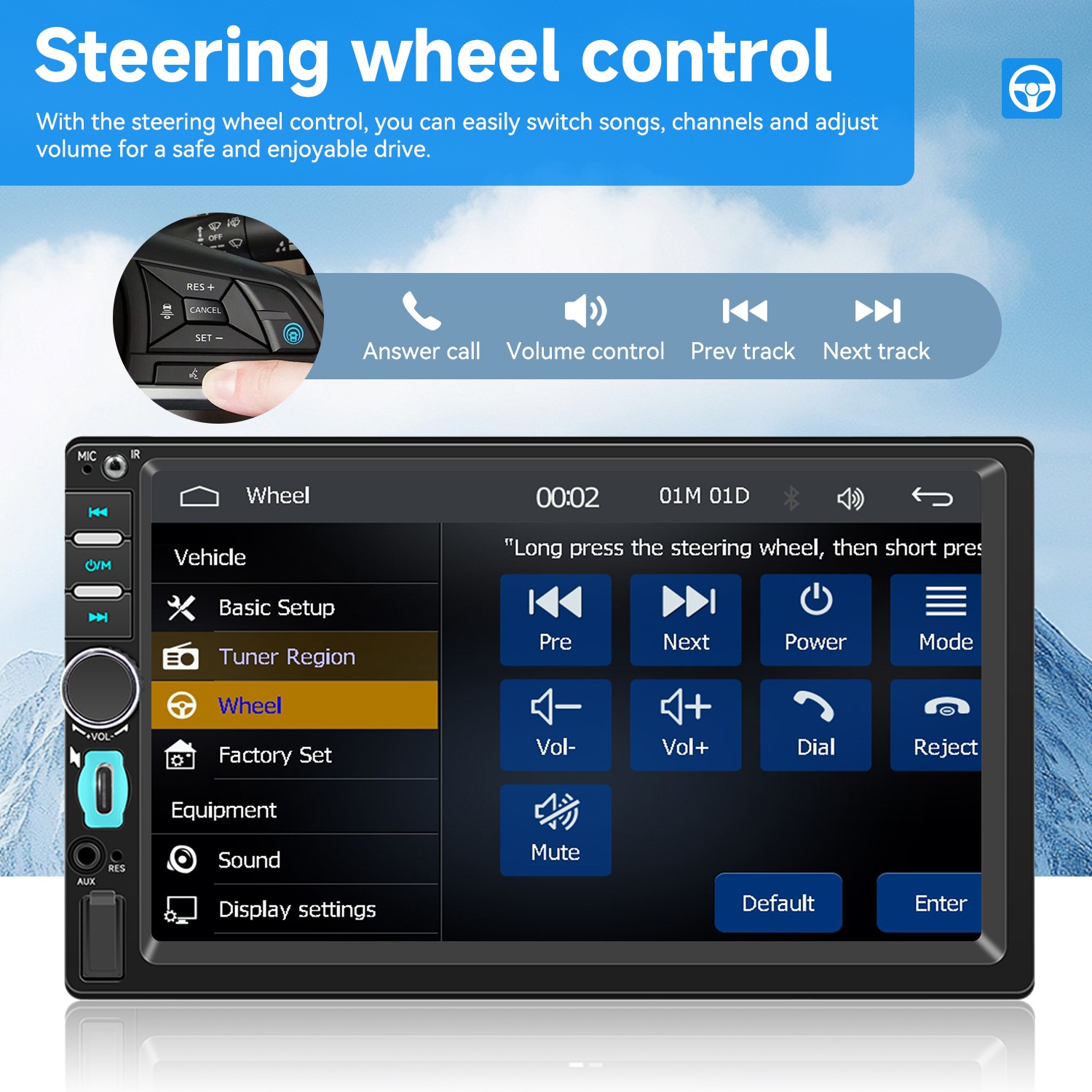 Double 2Din 7″ Touch Screen Stereo Bluetooth Radio Car Apple/Android Carplay GPS