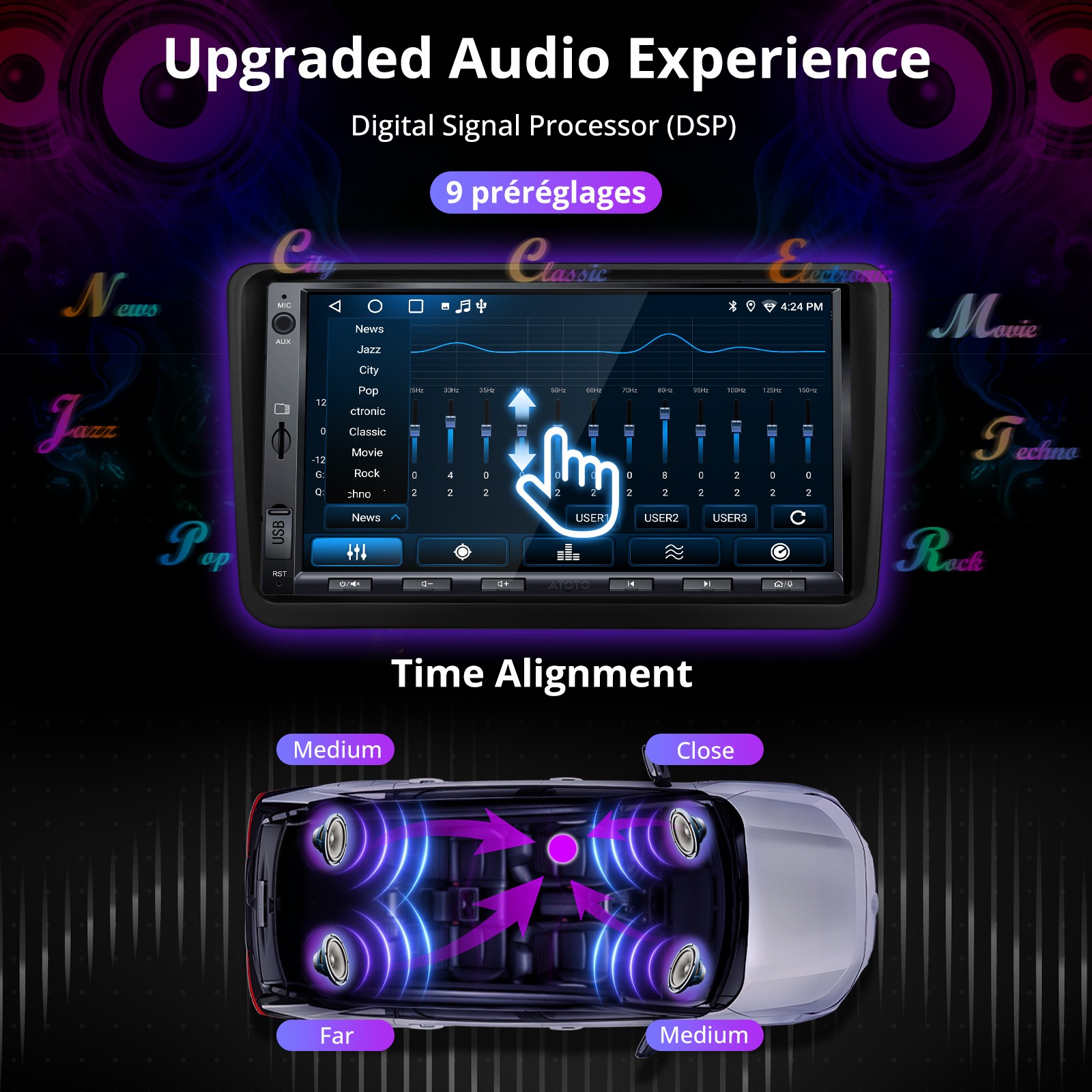 ATOTO 2Din 7in Car Stereo For VW Volkswagen Jetta Tiguan Golf Passat 24B-EQ FM