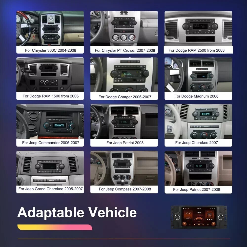 6.5″ Carplay Car Radio Stereo AHD GPS Navigation Screen For Dodge Jeep Chrysler