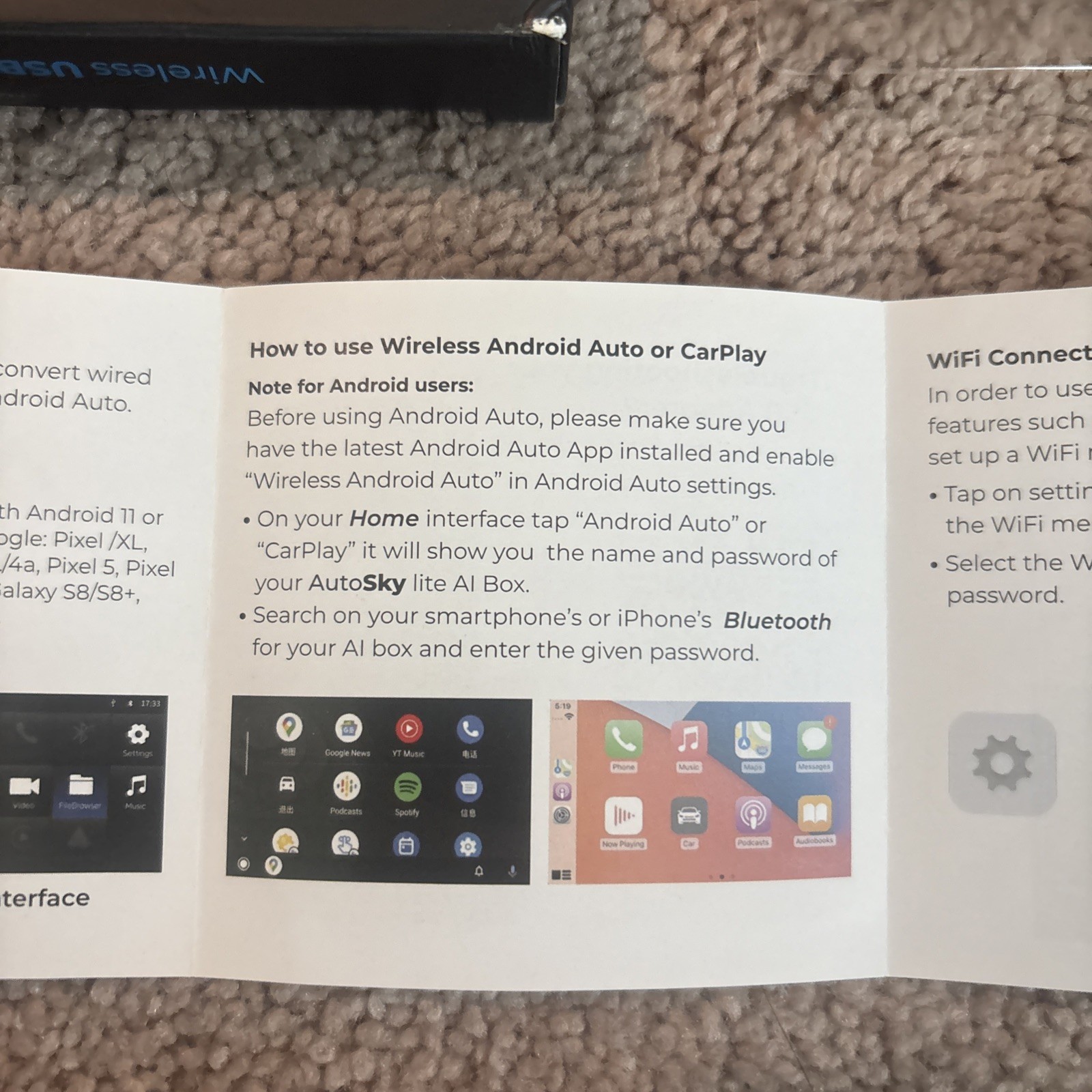 AutoSKY Wireless USB box CarPlay Android Auto Adapter NEW-SEALED