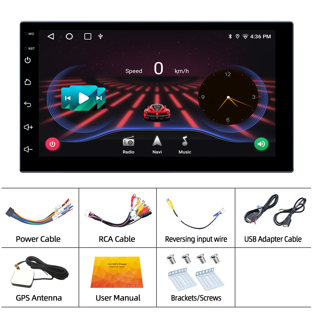 7″ Double 2 DIN Android 12 Car Stereo CarPlay 2+32GB GPS Navigation Radio WiFi