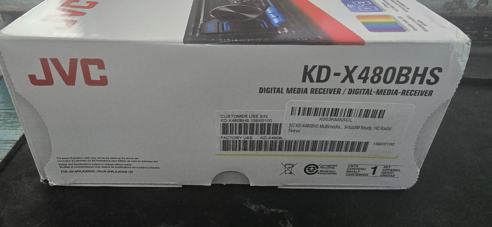 JVC KD-X480BHS Digital Media Receiver Bluetooth, USB HD Radio, SiriusXM Open Box