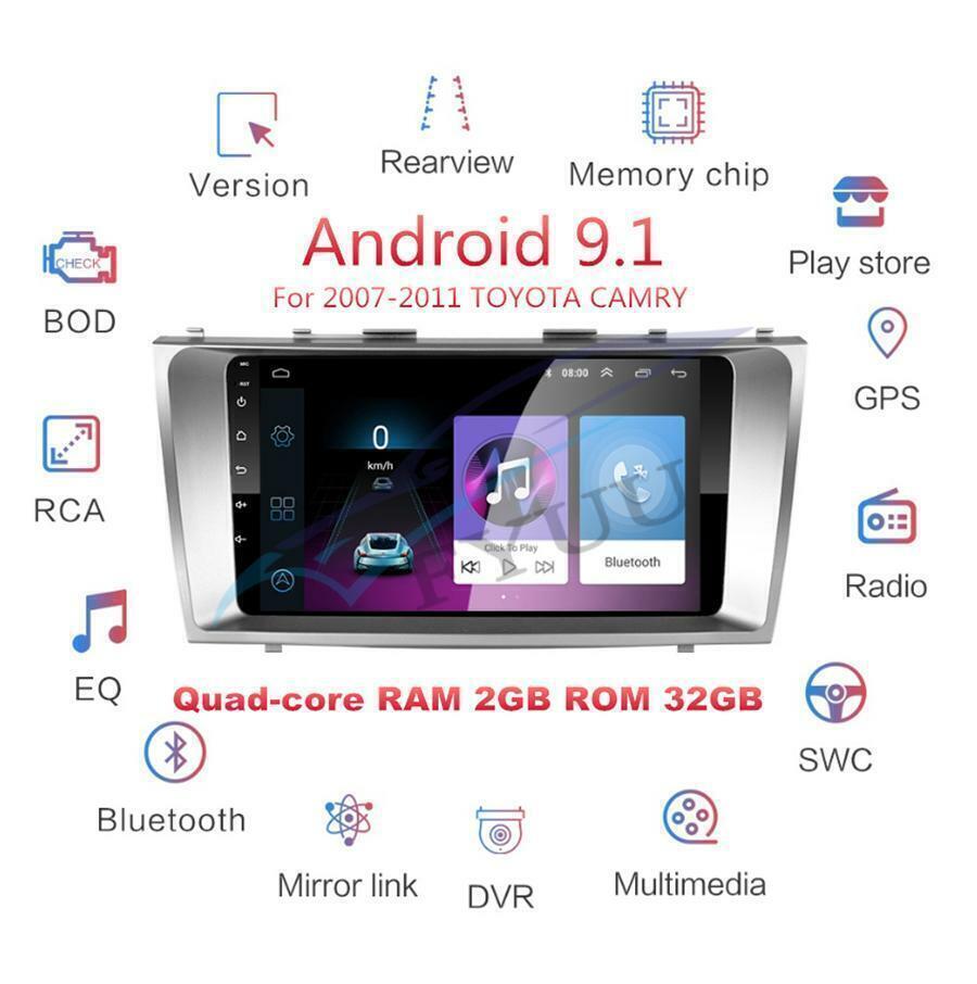 Android 9.1 Quad-core 9″ GPS RAM 2GB ROM 32GB BT DAB Wifi OBD For Camry 2007-11